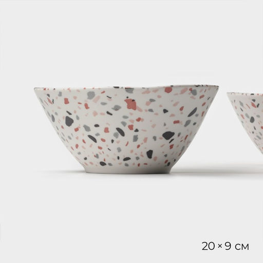 Салатники Magistro Terazzo, 1.4 л, 20×9 см, набор 2 шт., фарфор, белые