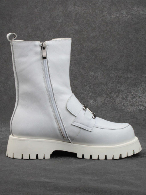 04-YPM5807B WHITE Ботинки зимние женские (натуральная кожа, натуральный мех) - Фабричный китай фото 6