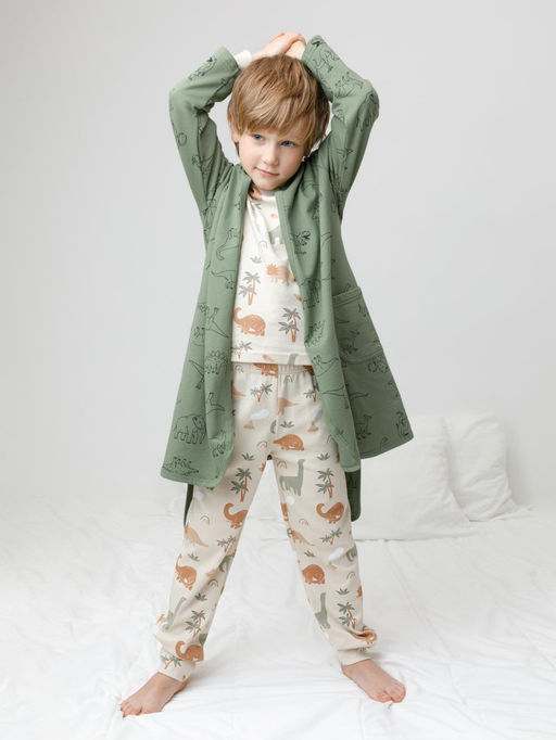 К 5763/зеленый камень,динозавры халат дет - Crockid фото 3