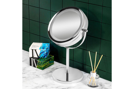 Зеркало двустороннее на подставке 20,5*13,5*33 см Хром со светод.подсвет.,с кнопоч.переключат. - Elan gallery фото 3