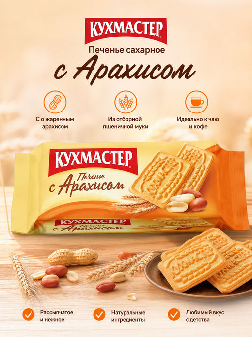 Печенье Кухмастер С арахисом сахарное 170 г