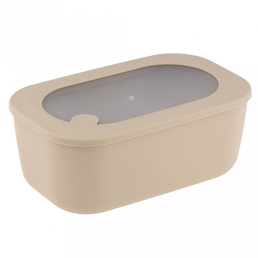 Контейнер для продуктов пластмассовый Нео 1,6л, 23x14,5x9см, прямоугольный, герметичный, с крышкой, латте, клапан для выпуска пара, подходит для СВЧ (Россия)