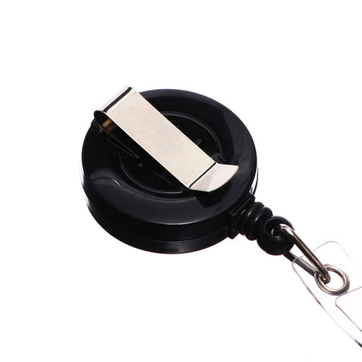 Бейдж-карман вертикальный внешний 96×56 мм, внутренний 85×54 мм, металл, черный, рулетка 40 см