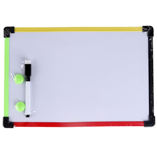 Доска магнитно-маркерная с магнитами и маркером «Цветная» 1×30×20 см, МИКС