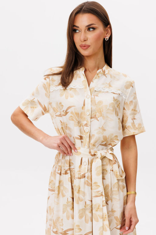 Платье Lars Style 1101 молочно-бежевый принт