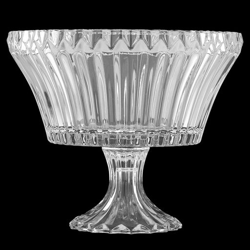 Конфетница стеклянная "Прага" 2,8л, д25см, h21см, внутренний д23см, основание д12см, на ножке, в коробке (Китай)