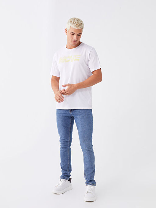 Bisiklet Yaka K?sa Kollu Bask?l? Erkek Ti??rt