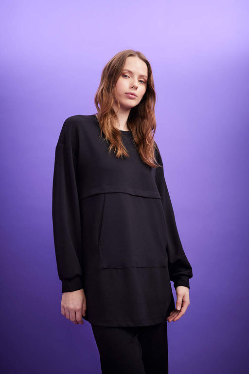 Толстовка-туника с капюшоном Relax Fit - Defacto фото 4