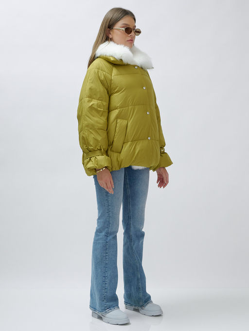 ВИДЕООБЗОР Куртка Бренд Visdeer ПРЕМИУМ КЛАССА зимняя с мехом ЕНОТА, горчичного цвета - Mtforce фото 4