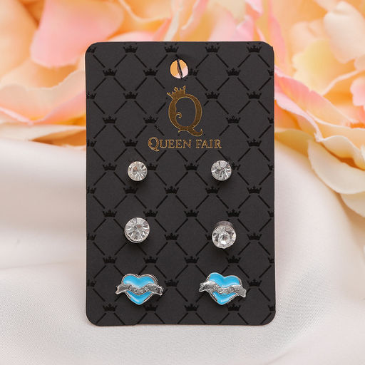 Пусеты 3 пары Сердце ангел, цвет МИКС - Queen fair фото 4