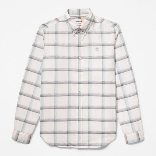 Мужская рубашка Timberland Shirt Eastham River Stretch Poplin Check Regular белая  фото 6