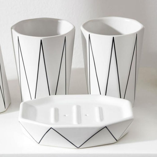 Аксессуары для ванной Локо, 4 предмета, дозатор для мыла 280 мл, мыльница, 2 стакана 250 мл, белые - Simaland фото 3