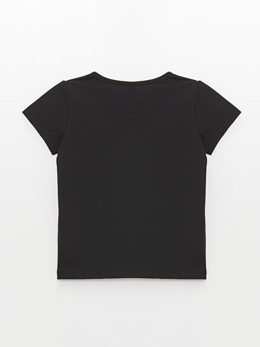 Bisiklet Yaka Bask?l? K?sa Kollu K?z ?ocuk Ti??rt - Waikiki фото 2