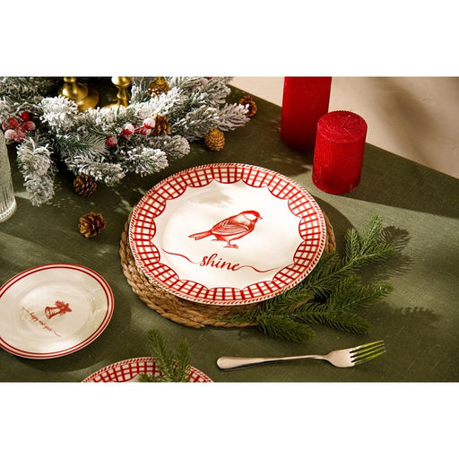 Тарелка новогодняя SL Home «Прекрасное время», постановочная, d=27 см, фарфор, белая, красная