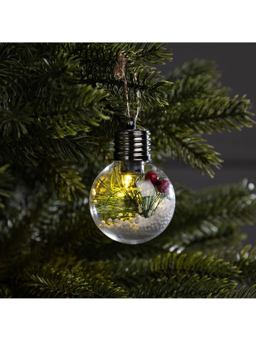 Ёлочный шар Снежная хвоя, d=6 см, 1 LED, от батареек LR44x3, свечение тёплое белое - Luazon lighting фото 8