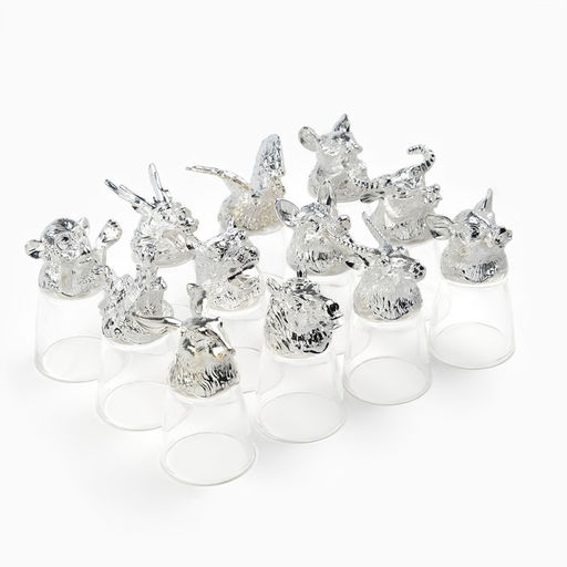 Набор рюмок-перевёртышей подарочный «Лучшему мужчине», 30 мл, 12 шт., металл, стекло, серебристый