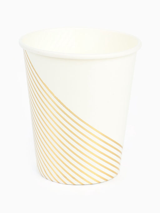 Посуда одноразовая бумажная на 12 персон, 24 предмета, бело-золотой цвет