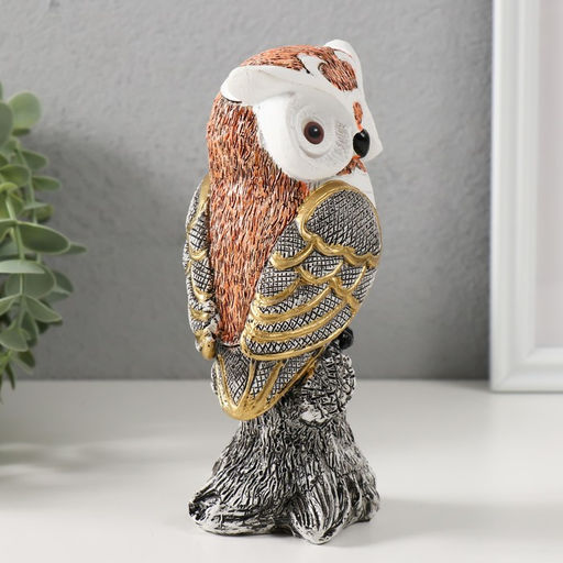 Фигурка полистоун «Мудрая сова Мадлен», белая с золотом, 15×7.5×8 см