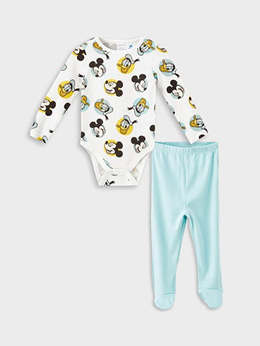 Mickey Mouse Bask?l? Erkek Bebek ??t??tl? Body ve Pantolon 2li