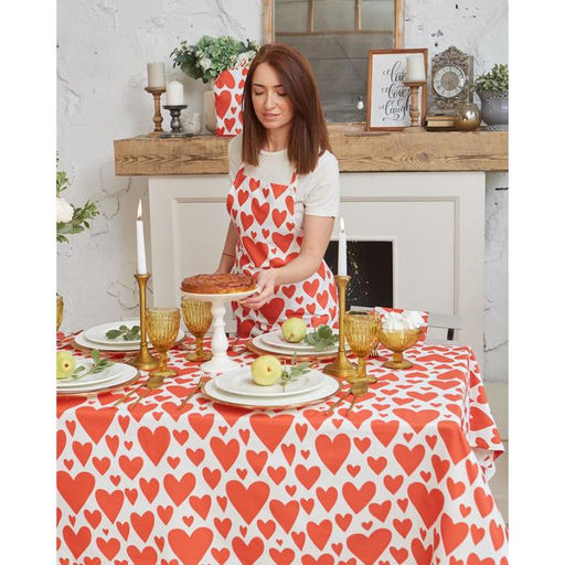 Скатерть «Этель» Red hearts 149×220 см, 100% хлопок, саржа 190 г/м²