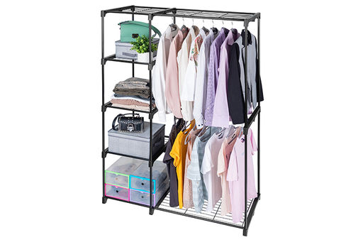 Стеллаж с вешалкой универсальный 115*50*170 см Черный с 4 полками - Elan gallery фото 10