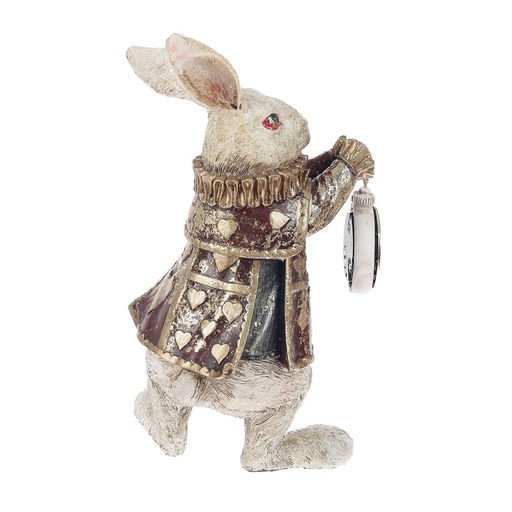 Фигурка-часы настольные полистоун «Белый кролик в камзоле», 25×10×13.5 см