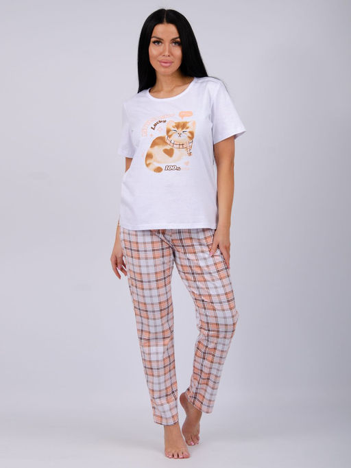 Пижама Котёнок брюки, трикотаж - Малина фото 7