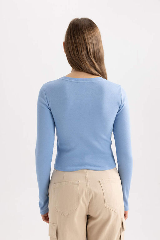 Облегающая футболка в рубчик с длинными рукавами Cool Rolling Stones - Defacto фото 6