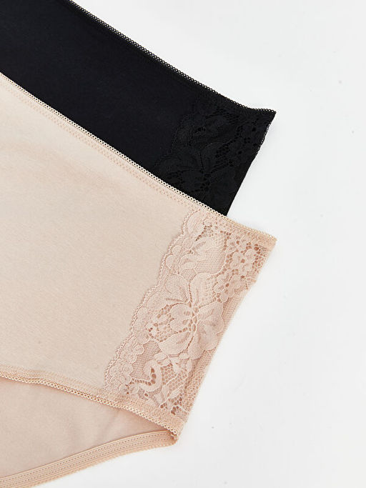 Y?ksek Bel Dantel Detayl? Klasik K?lot 2li Paket - Waikiki фото 9