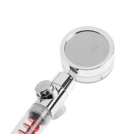 Лейка для душа ZEIN Z4088, микроточки, кнопка «стоп», вентилятор, спираль, красный/хром