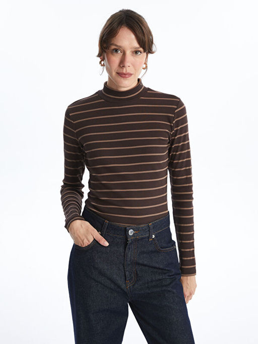 Dik Yaka ?izgili Kad?n Body