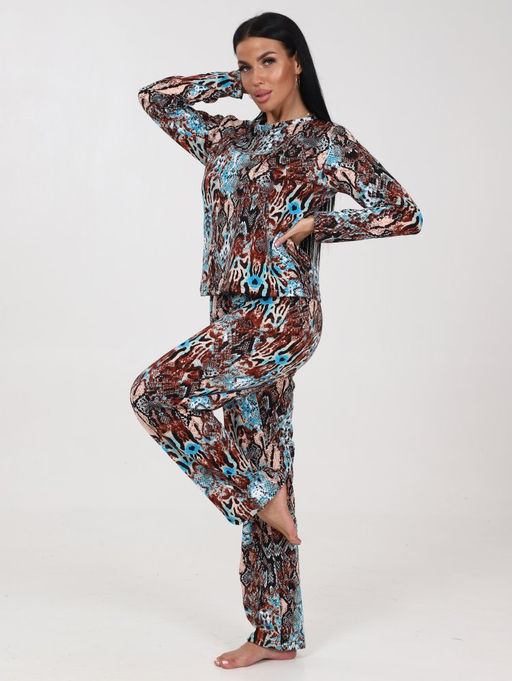 52 ЖЕНСКАЯ ПИЖАМА (брюки) (Коричневый (змея)) - А-дина фото 4