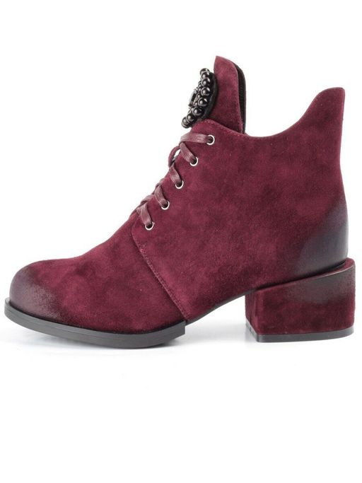 04-R181-3 BURGUNDY Ботинки зимние женские (натуральная замша, натуральный мех) - Фабричный китай фото 14