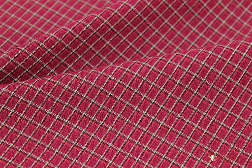 Пестрядь Средняя двухцветная клетка на бордово-малиновом, ш.1.45м, хлопок-95%, п/э-5%, 130гр/м.кв - Купава фото 3