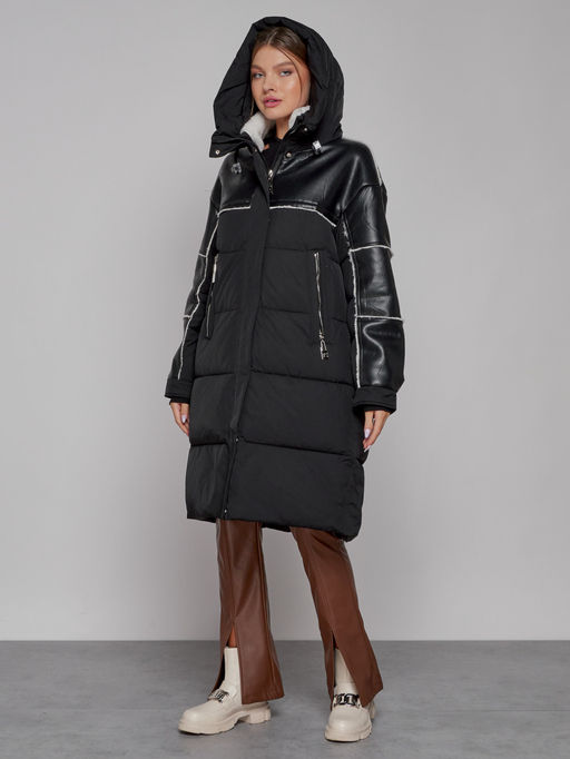 Пальто утепленное молодежное зимнее женское черного цвета 51131Ch - MaxRita фото 6