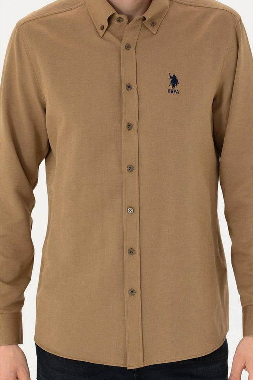 U. S. Polo Assn / Мужская базовая рубашка светло-хаки с длинным рукавом - U.s. polo assn фото 6