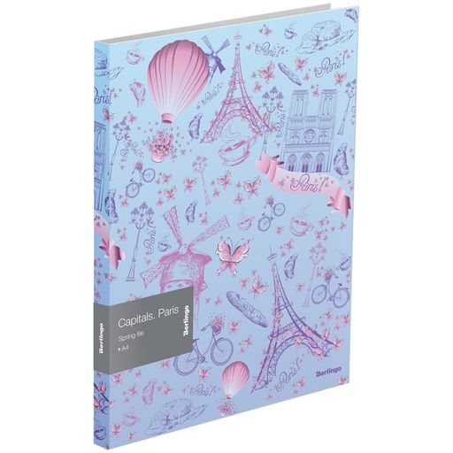 Папка с пруж. скоросшивателем BERLINGO "Capitals. Paris" с рисунком (FS4_17401) 600мкм, 17мм