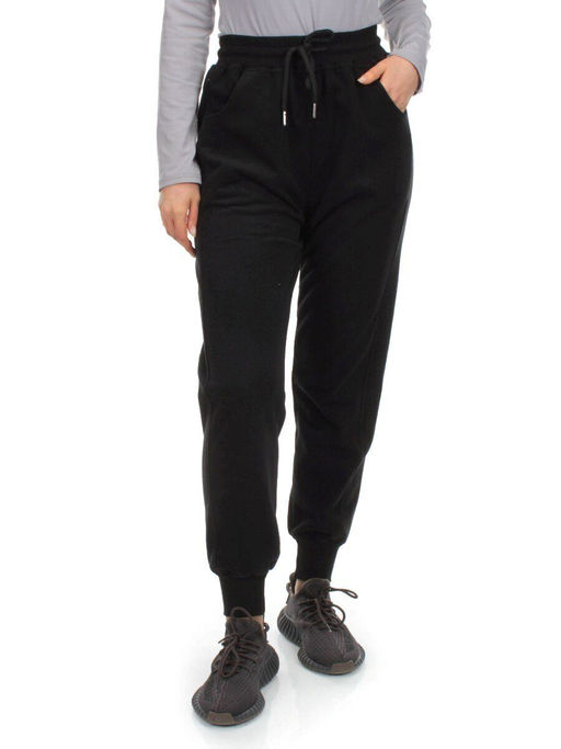 MC903-1 BLACK Брюки спортивные женские (100% хлопок) - Фабричный китай фото 7