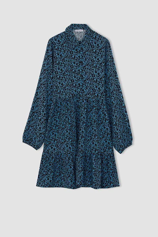 Мини-платье-рубашка с воланами и цветочным узором - Defacto фото 7