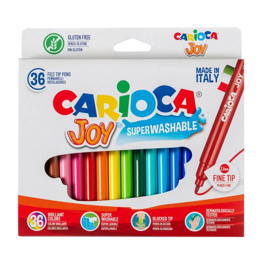 Фломастеры Carioca JOY классические 36 цв. кругл. корп. суперсмываемые карт. упак.