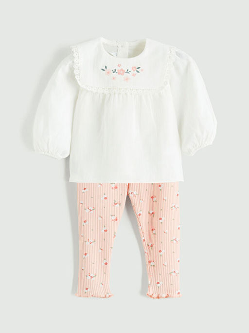 ?i?ekli K?z Bebek Bluz ve Tayt