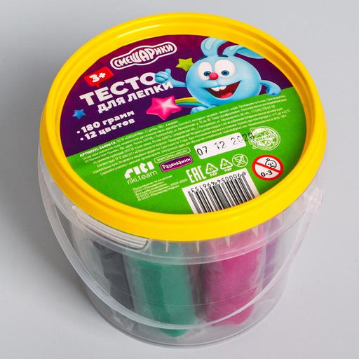 Тесто для лепки, 12 цветов по 15 гр, Смешарики  фото 2