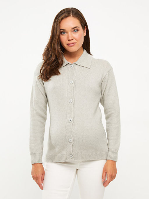 Polo Yaka D?z Uzun Kollu Hamile Triko H?rka