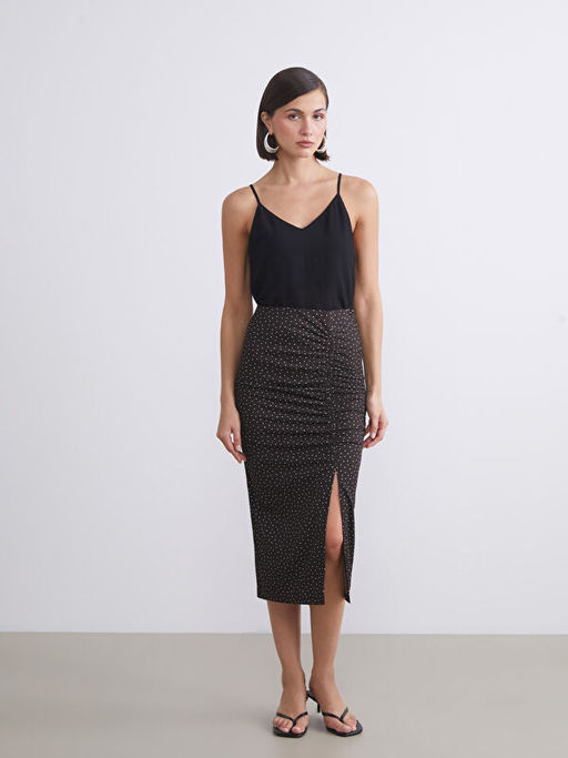 Beli Lastikli Puantiyeli B?zg?l? Y?rtma?l? Etek