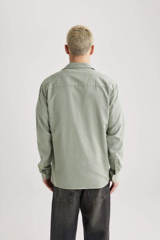 Хлопковая рубашка с длинными рукавами и воротником поло стандартного кроя - Defacto фото 10