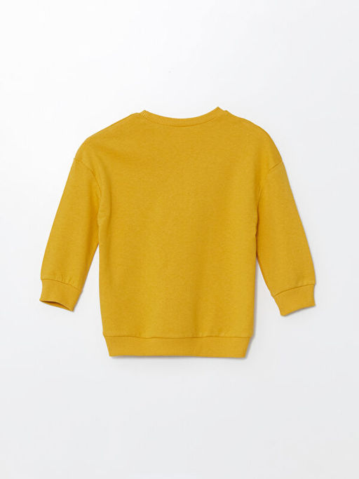 Bisiklet Yaka Bask?l? Erkek Bebek Sweatshirt