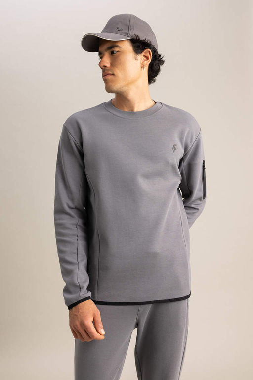 DeFactoFit Толстовка из плотной ткани стандартного кроя с круглым вырезом  фото 3