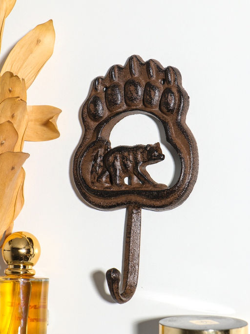 Крючок декоративный чугун "След медведя и медведь" 18,5х10,5х3,5 см