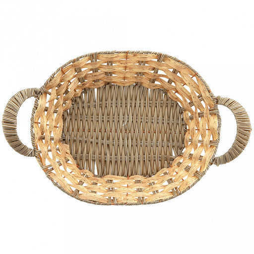 Корзина-сухарница плетеная Береста 31х25см h7,5см, полипропилен, ванильный, с ручками, металлический каркас, форма овальная (Китай) - Домашняя мода фото 3