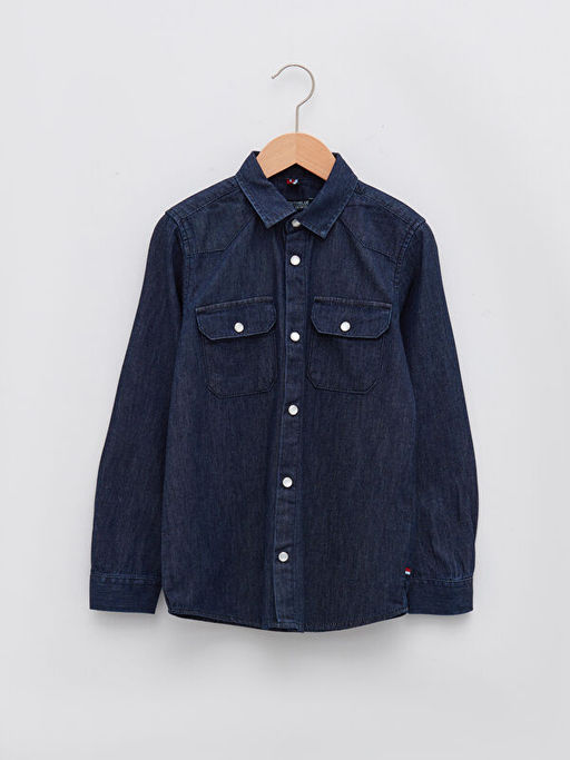 Basic Uzun Kollu Erkek ?ocuk Jean G?mlek